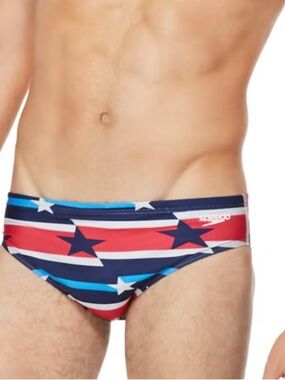 Speedo Men's Star & Stripe Swim Brief — Rad, White & Blue
